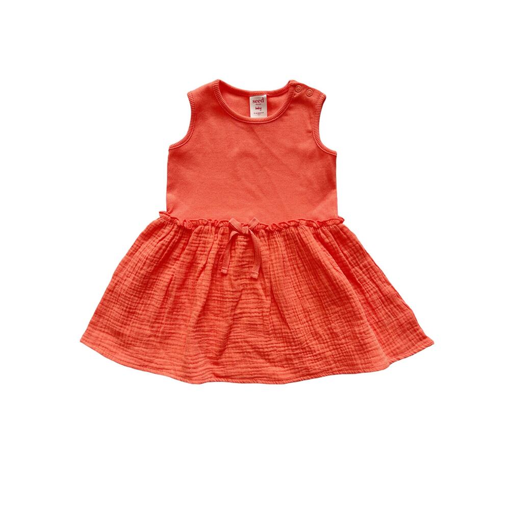 NWOT Seed Heritage Coral Muslin Dress Size 12-18m